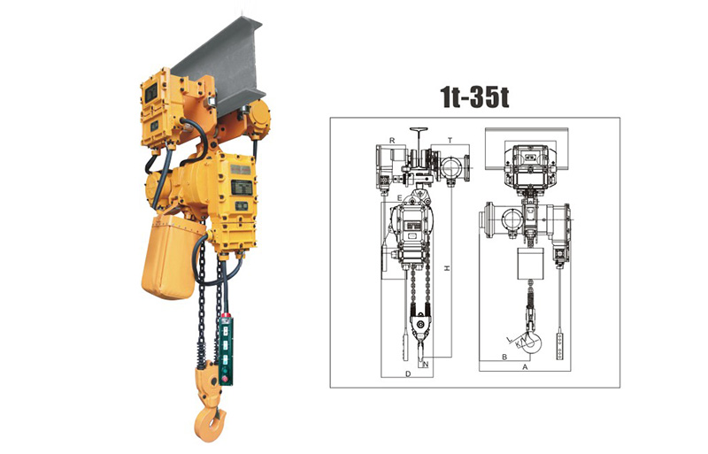 粉尘防爆环链电动葫芦外形尺寸图